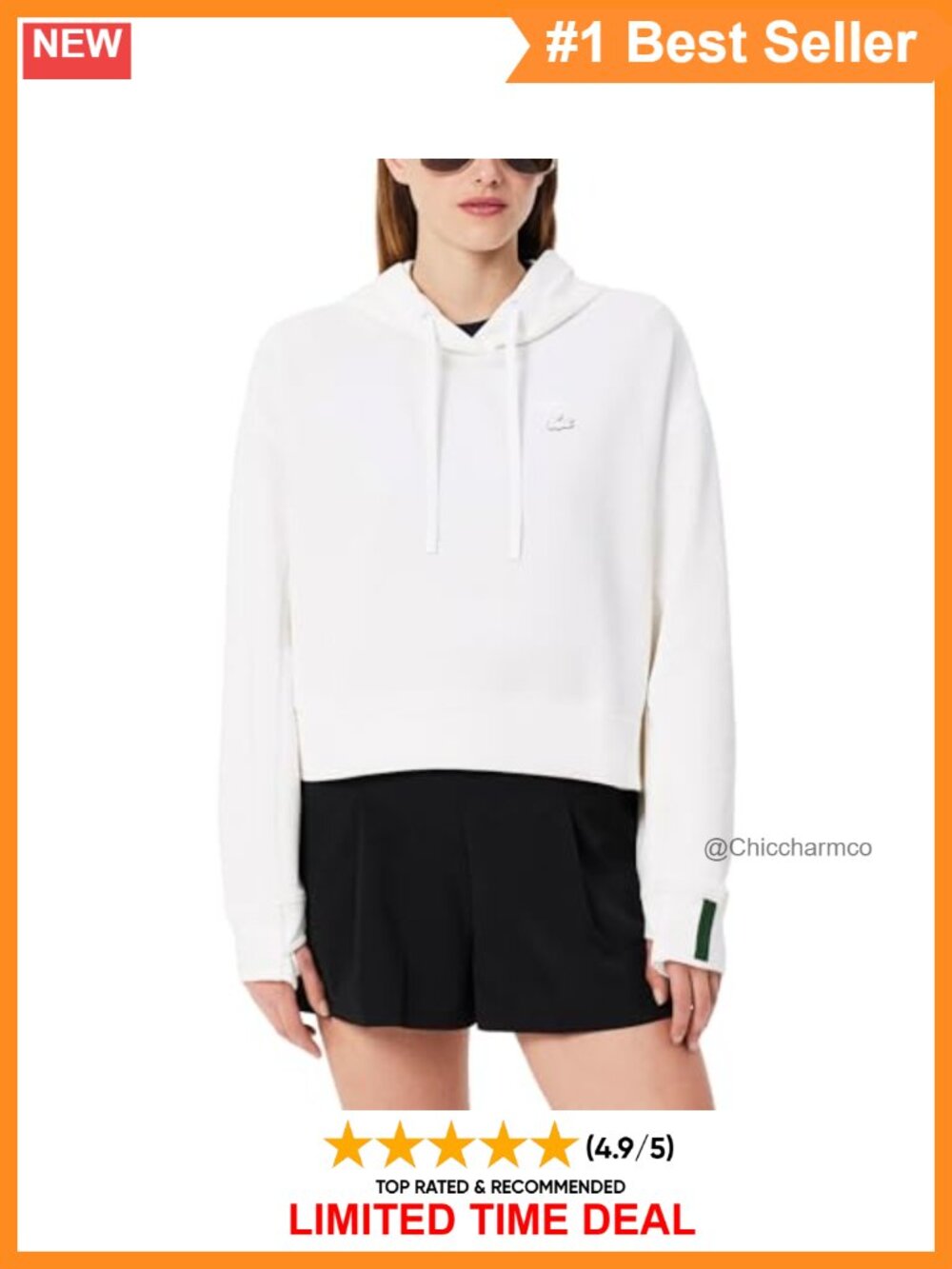 Lacoste Cotton Blend Hoodie Pullover Relaxed Fit Long Sleeve